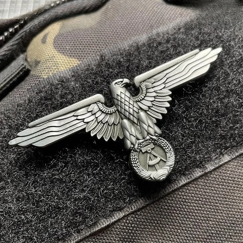 East German Eagle Metal Morale Badge East German Hook&Loop Patch Tactical Military Patches Backpack Sticker Emblem