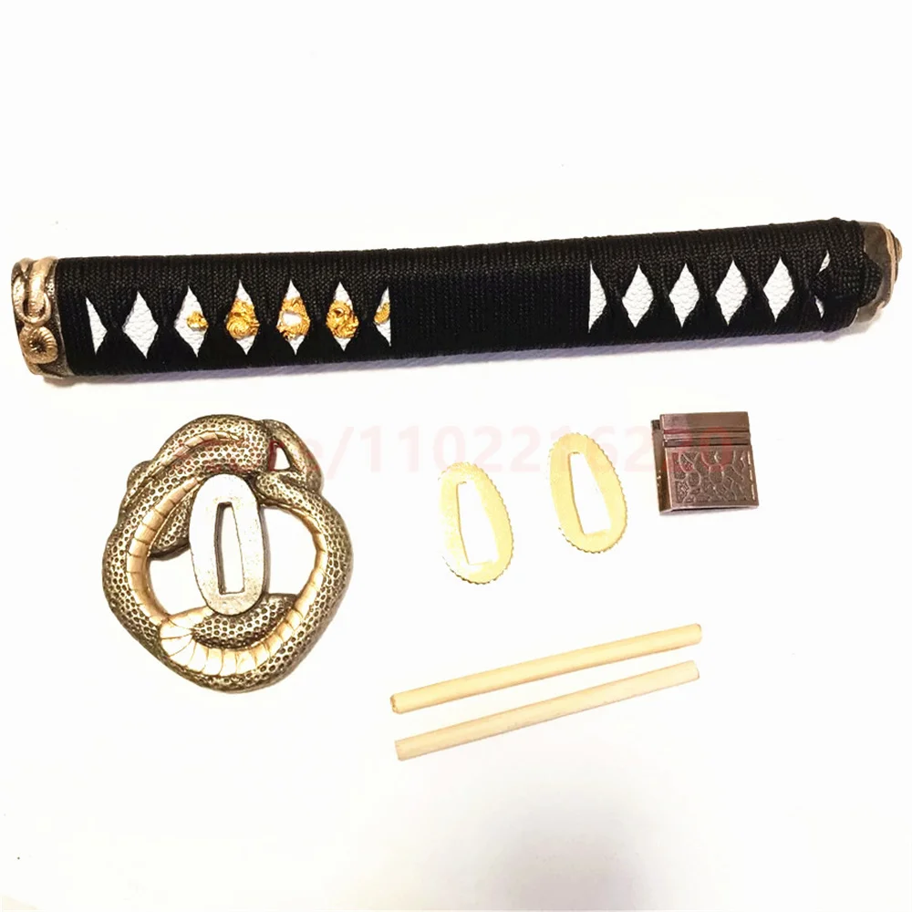 Amazing Battle Tsuka Handle Hilt Alloy Tsuba Handguard Alloy Habaki Seppa Japanese Real Japan Samurai Sword Parts Snake