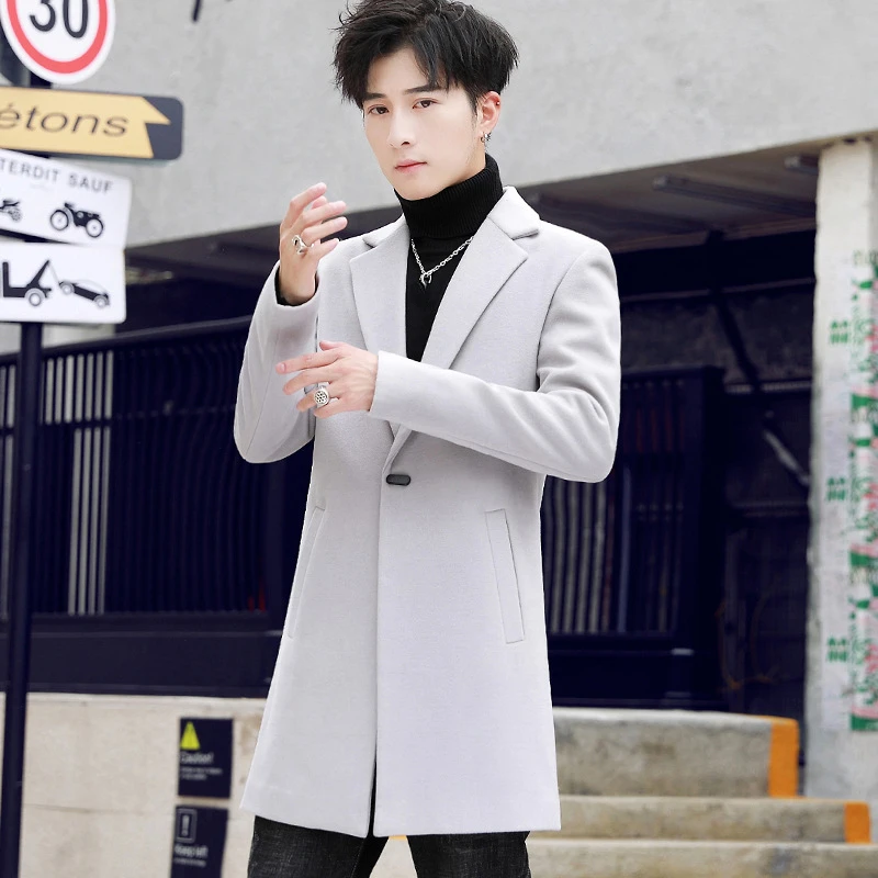 

Boys Long Sleeve Button Up Woolen Coat Plus Size Xxxl Men Winter Warm Black Blue Blend Coat Double Faced Male Jacket Windbreaker