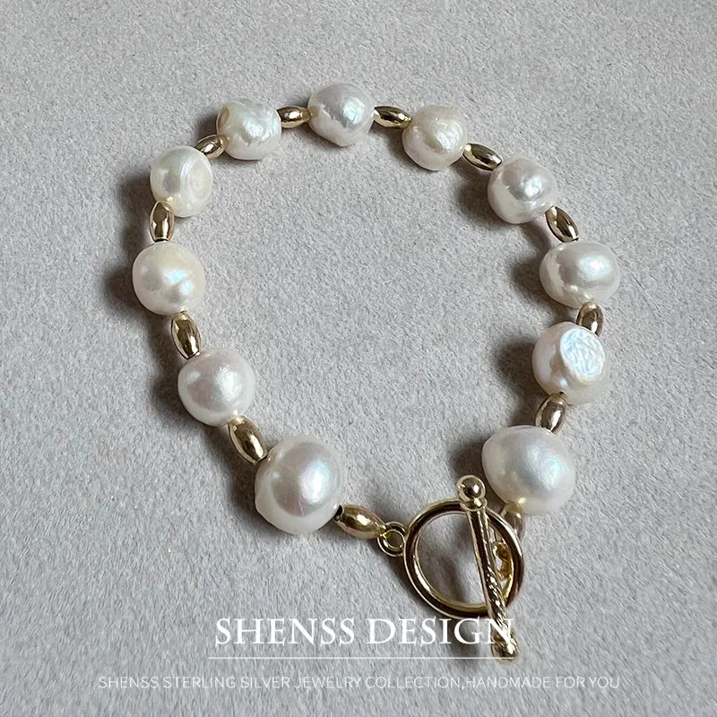 

9-10mm Natural Baroque Pearl Bracelet 8-9mm Adjustable Copper Plated 14k Gold Accessories