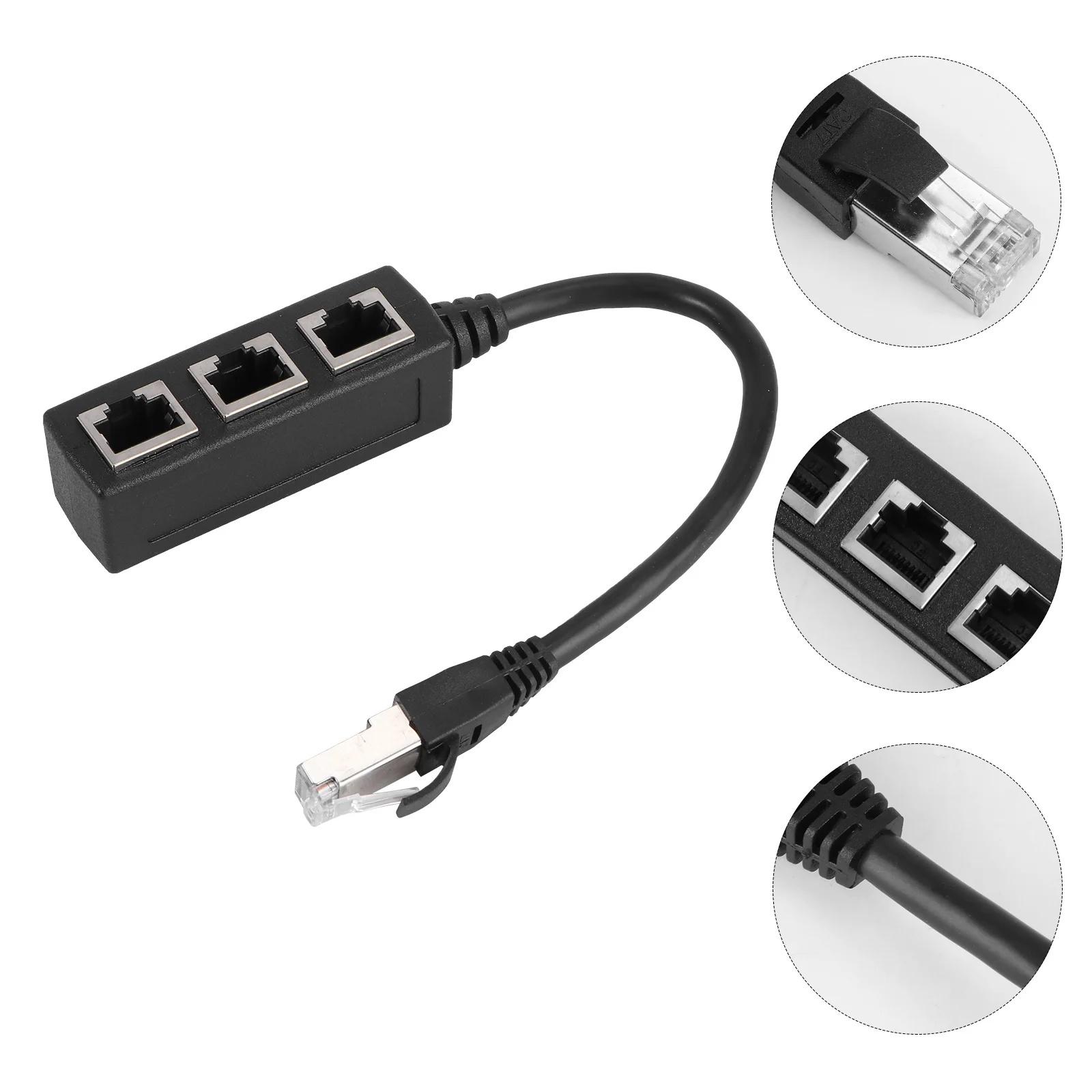 

13 Ethernet Splitter Adapter 3 Port Lan Cable Connector Male To Female Network Extender Black For Home Office Internet
