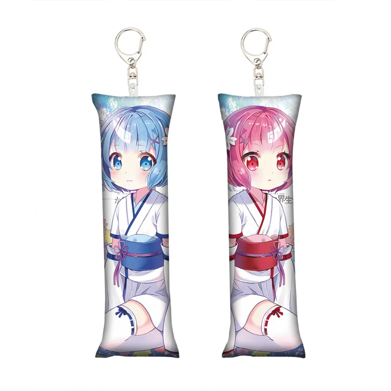 Animation Derivatives Small Pillow Keychain Mini Pendant Natsuki Subaru Puck Emilia Rem Ram Kawaii Soft Exquisite Present