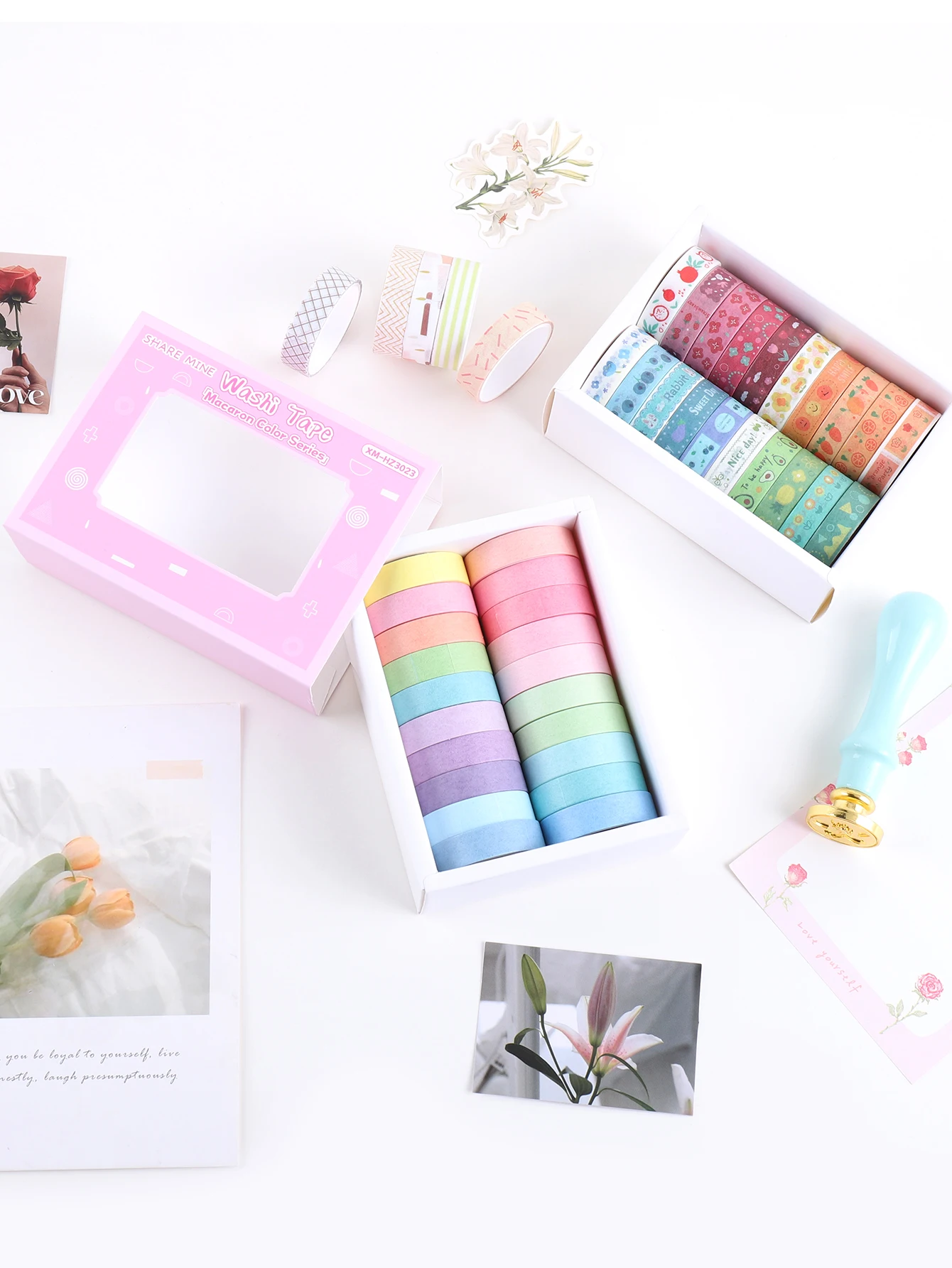 20 Rollen buntes Washi-Tape-Set, geometrische Muster mit Früchten und Pflanzen für Scrapbooking, Journaling, DIY-Geschenkdekoration, Schreibwaren-Geschenke – Detail 5