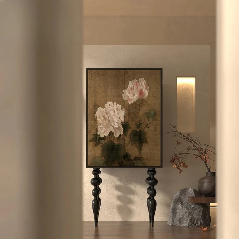 HLZ French medieval peony solid wood dining side cabinet