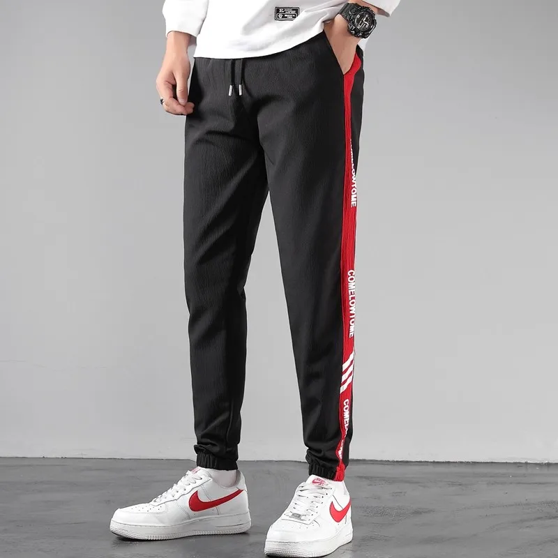 

Men's 9-Foot Spring Casual Pants Loose Fit Workwear Trendy Sports Loose Leggings Elastic Waisand Breathable Polyester Fiber