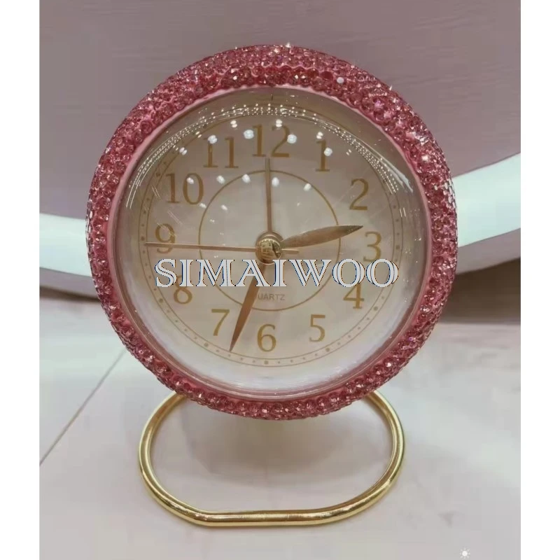 Sparkling Clock Luxury Shiny Glass Rhinestone Handcarft  Diamond Cross Stitch Gift Mosaic Embroidery Weddling Decorative