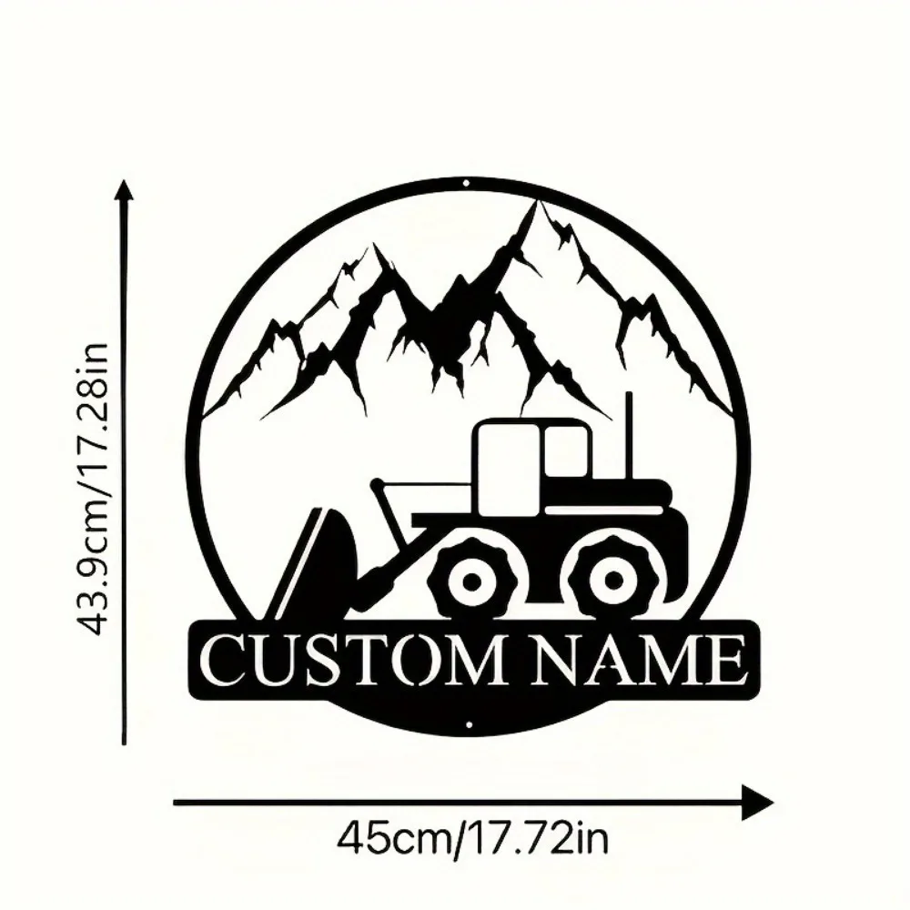 Custom Tailor - Made Metal Wall Sculpture Excavator Mountain Design Personalize Names Numbers Ideal Gift Wall Art Sign