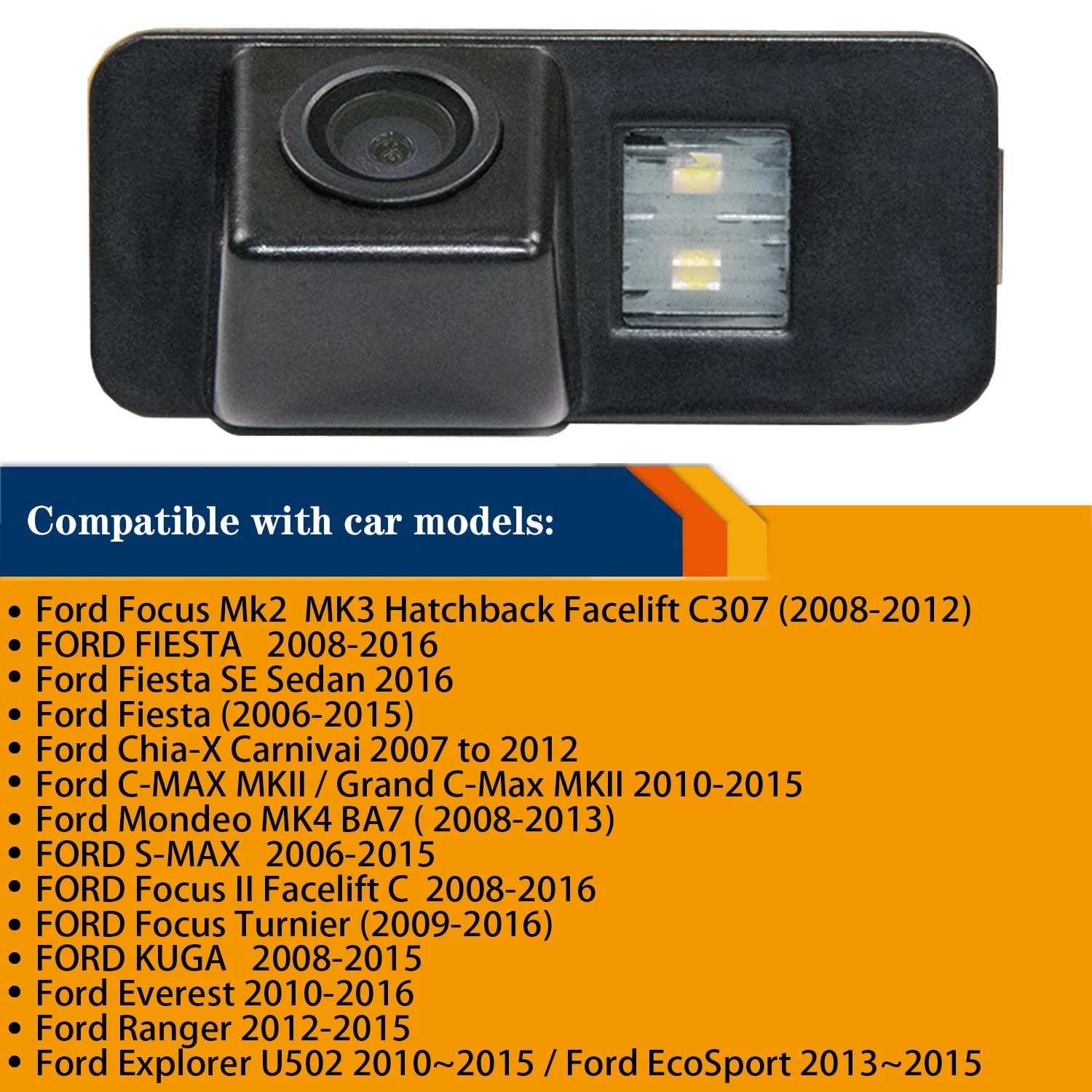 HD 720p Rear Camera Reversing Backup Camera Rearview Camera Waterproof for Ford Ranger Fiesta/Kuga/S-Max/Mondeo/Focus II