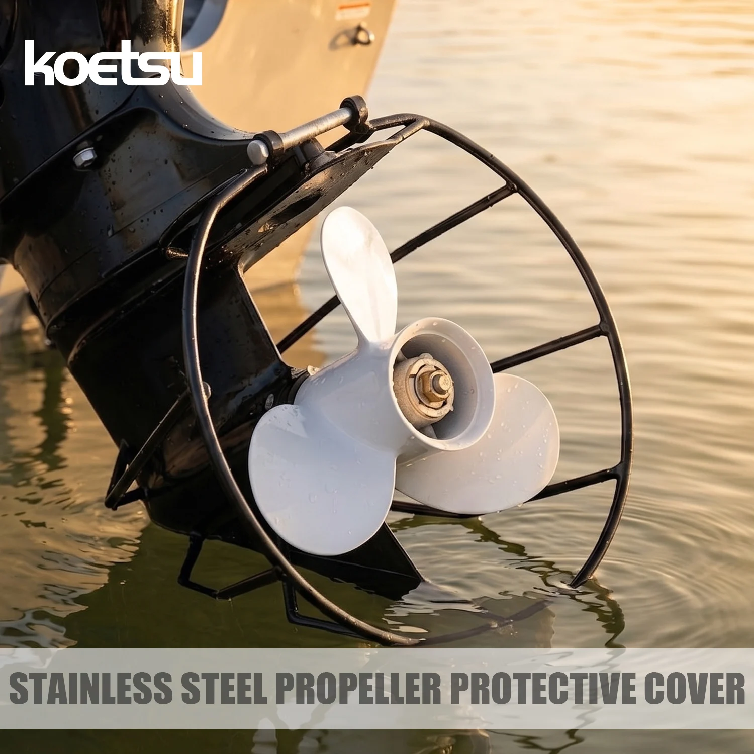 KOETSU Stainless Steel Outboard Motor Propeller Protective Cover, Suitable for Inflatable Boat Motors,Universal Protective Cover