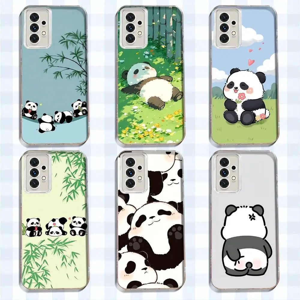 

Lucky Panda Bear Phone Case For Samsung S24,30,21,22,23,20 FE,lite,PIus,Ultra,5G,Note,9,10 Transparent Cover