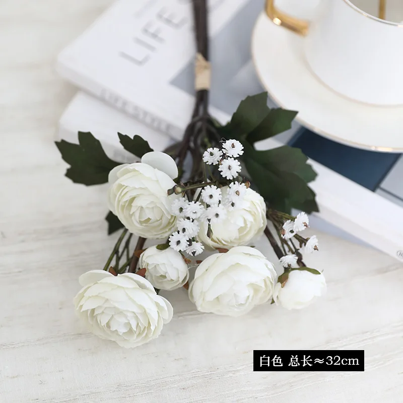 

5 шт. искусственный 3 ветки/букет камелии искусственный роза шелковый цветок свадебный букет свадебный цветочный вечерние украшение для дома и гостиной
