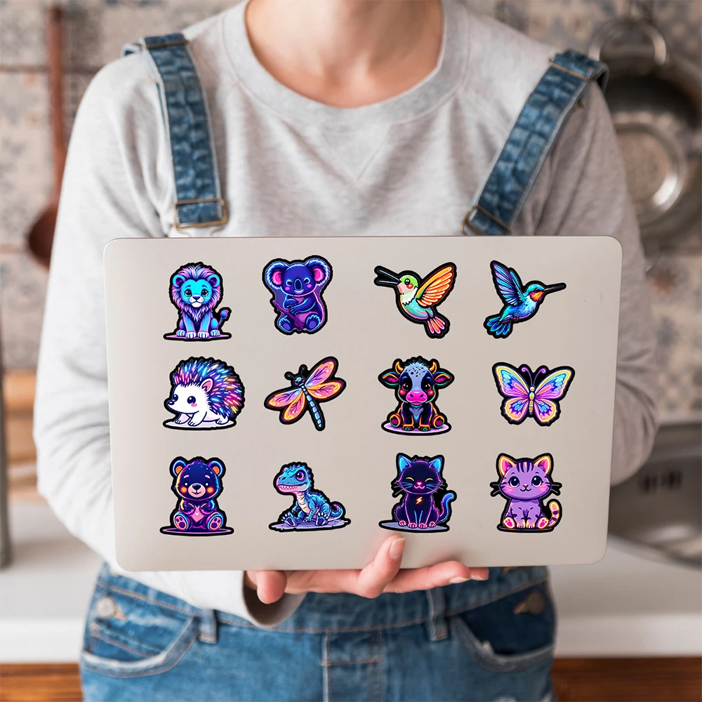 10/30/50pcs Cute Cartoon Neon Light Animal Stickers Aesthetic Graffiti Decals for Motorcycle Suitcase Laptop Sticker Classic Toy