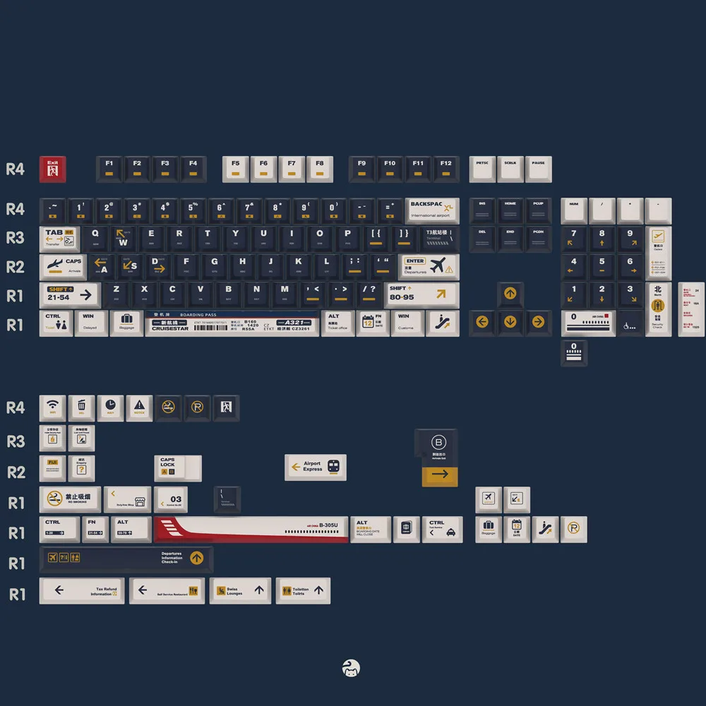 Imagem -02 - Aviação Tema Keycaps para Gateron Outemu Jwt Kailh Cherry mx Switches Design Original Perfil Subbed Pbt 142 Chaves