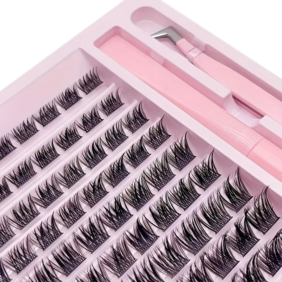 80 D curly glue tweezers set 8-16mm mixed, soft natural invisible false eyelashes, personalized DIY eye black extension