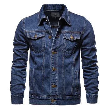 2025 Autumn Men Solid Denim Jackets Fashion Motorcycle Vintage Jeans Jackets Hommes Slim Fit Cotton Casual Black Blue Coats 2