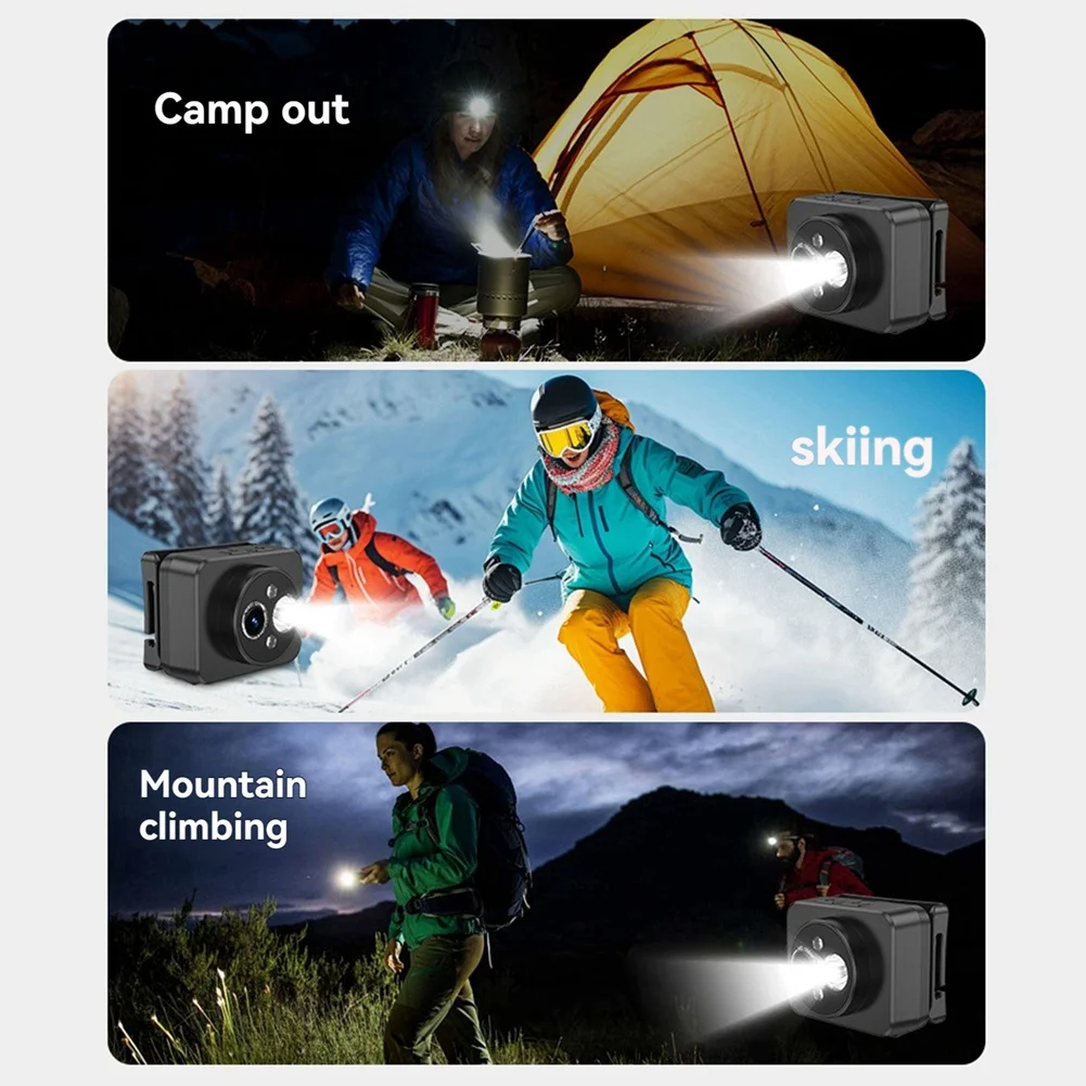 ABSQ-Head-Mounted Sports Camera HD PTZ Anti-Shake Camera Short Video Cycling Outdoor Video Recorder Vlog Recorder