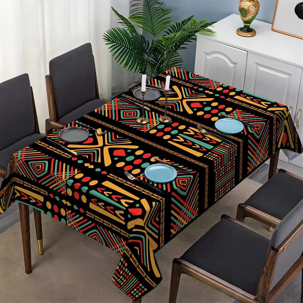 1pc Multi-sized Rectangular, Square, Circular Tablecloth, Bohemian Style Pattern Square Tablecloth, Suitable for Home Usezyc