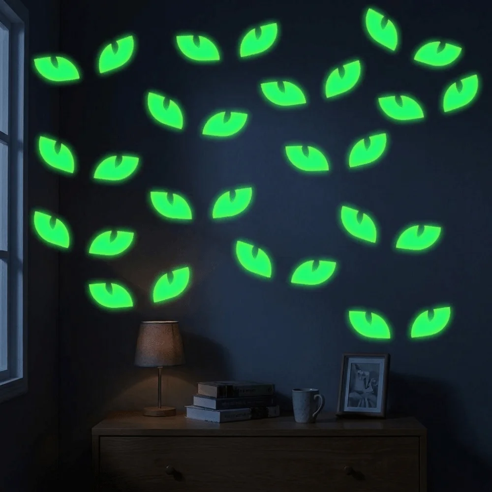 PVC Peeking Eyes Decals Non-Damaging Self Adhesive Glow In The Dark Stickers Luminous Fluorescent Wall Decals Festival
