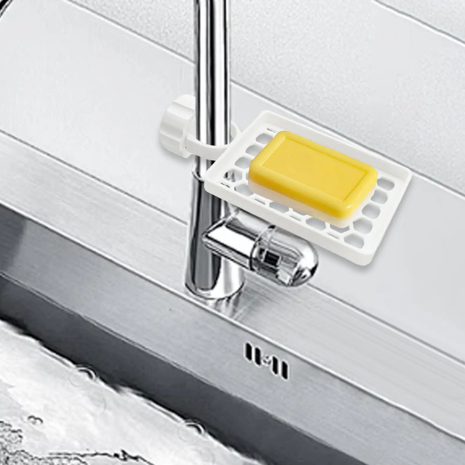 

Sponge Holder over Faucet Multifunctional Detachable Kitchen Sink Caddy Organizer for Home Bathroom Scrubbers Soap Countertop