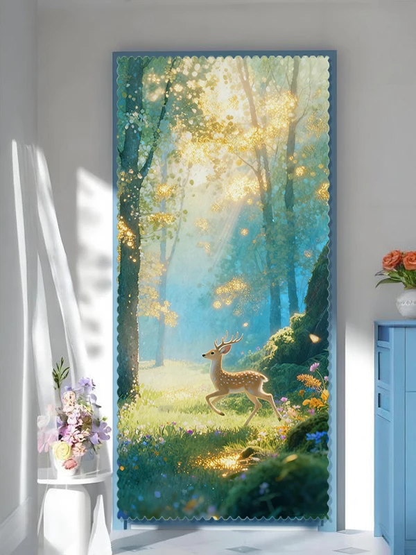 

Long Door Curtain Chinese Sle Bedroom Living Room Entrance Home Use One-Piece Fabric Art Privacy Curtain Decoration
