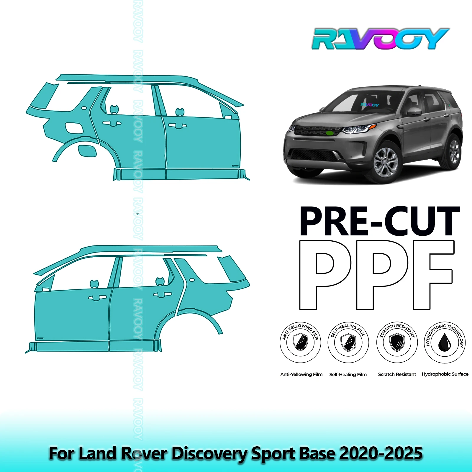 

For Land Rover Discovery Sport Base 2020-2025 8.5mil Clear Matte Pre-Cut PPF Door & A/B Pillar Kit TPU Paint Protection Film Set