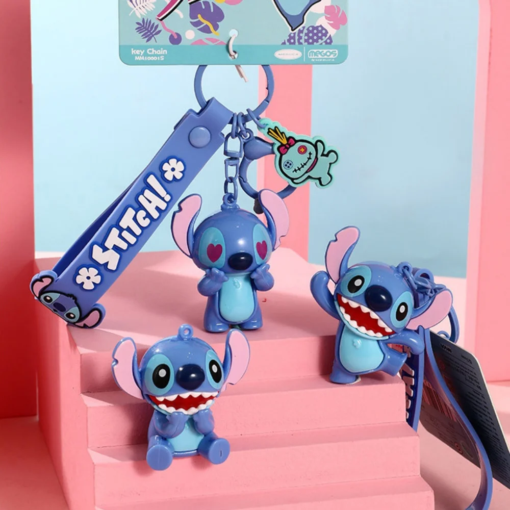 Genuine Disney Anime Lilo & Stitch Figurine Toys Keychain Cute Stitch Handbag Hanging For Backpack Luggage Decor Birthday Gifts