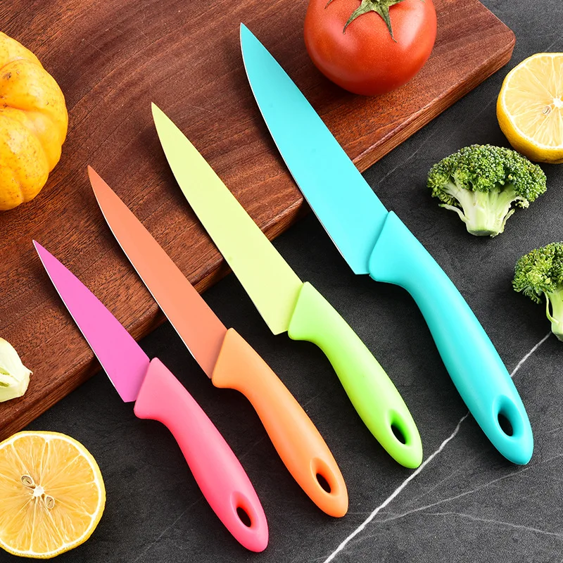 4pcs Colorful Knives Set for Kitchen Paring Utility Slicing Fruit Vegetable Cutter 3 4 5 6 Inch Blade Cooking Tool