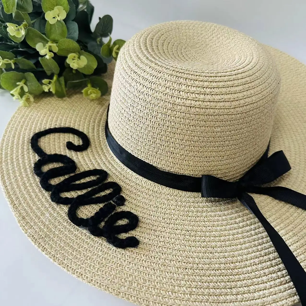 Custom Floppy Beach Hat, Personalized Bride Hat, Floppy Hat with Hand Embroidered Name, Custom Beach Hat, Honeymoon Gifts Hat