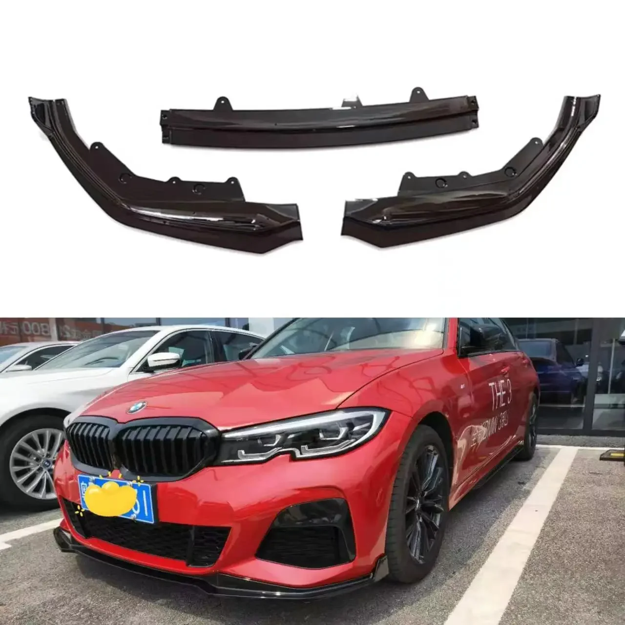 Suitable for 20-22 BMW 3 Series G20 front shovel front lip 3-section MP model Front bumper diffuser