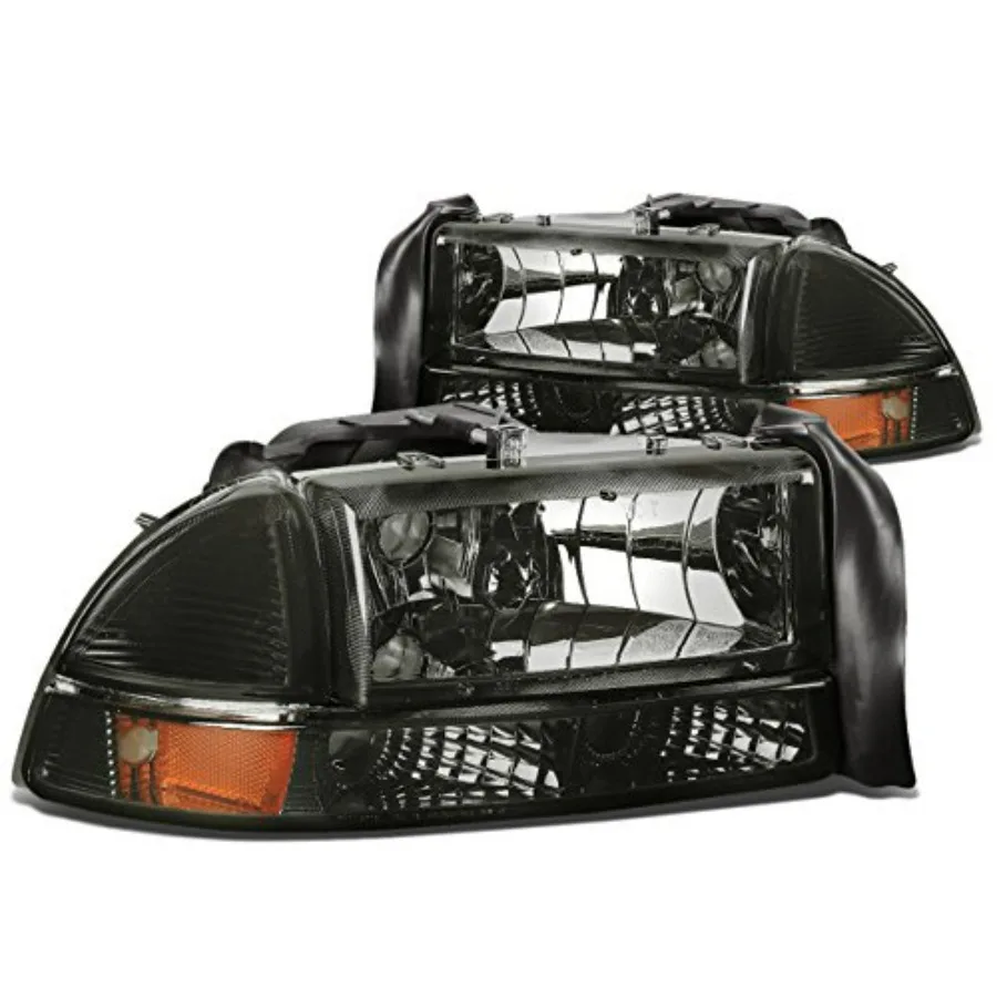 

Pair Headlights Compatible with 97-04 Dodge Dakota/ 98-03 Durango Driver Passenger Side Smoke/Amber HL-OH-DD974P-SM-AM