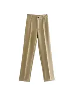 Women Chic Fashion Office Wear Straight Pants Vintage High Waist Zipper Fly Female Trousers Mujer - Image 6