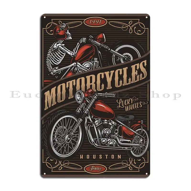 Motorcycles Custom Houston Metal Sign Printing Classic Club Funny Club Bar Tin Sign Poster