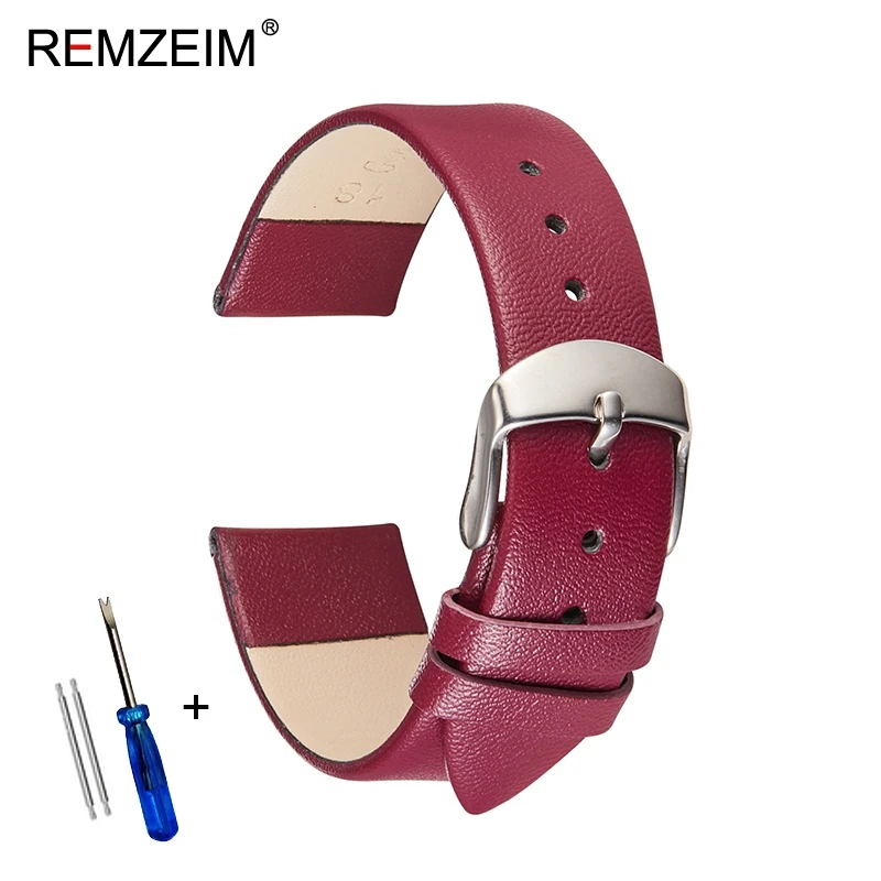 Ultradünnes, weiches Echtleder-Uhrenarmband, 14 mm, 16 mm, 18 mm, 20 mm, 22 mm, Weiß, Schwarz, Rosa, Braun, Lederarmband – Detail 14