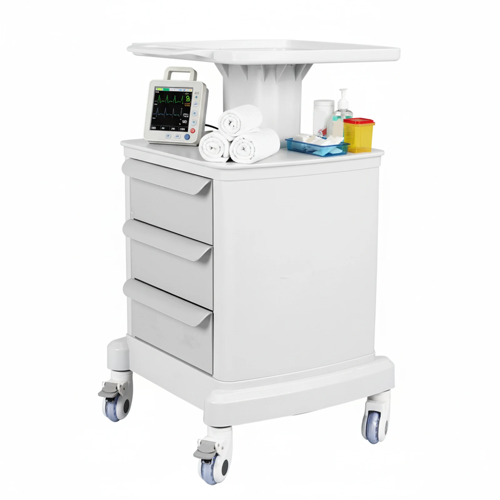 

Medical Storage Cart with 3 Drawers 4 Wheels Mobile Ultrasound Cart 110 LBS Load for Hospital Clinic Salon Spa Office Bedroom
