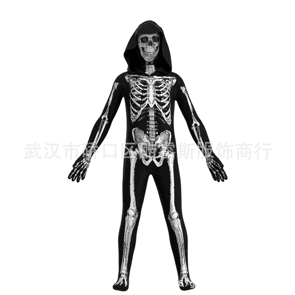 2024 Scary Zombie Costume Cosplay Skeleton Skull Mask Costume Suit Halloween Costume Kids Boy Men Women Carnival Party Dress Up