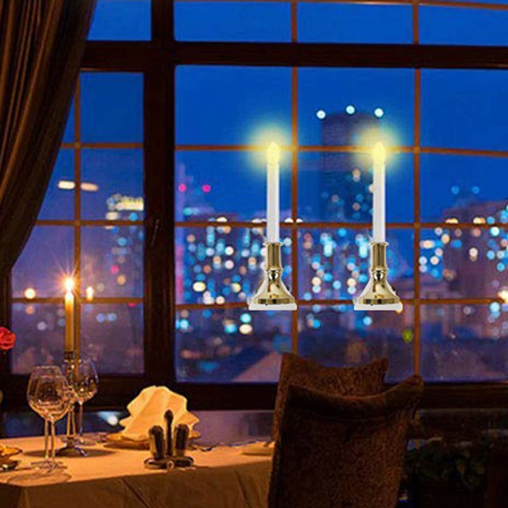 2 ชิ้นไฟ LED แบบชาร์จไฟได้ไร้เปลวไฟติดผนังโคมไฟถ้วยดูดงานปาร์ตี้สุดโรแมนติกตกแต่งไฟกลางคืน