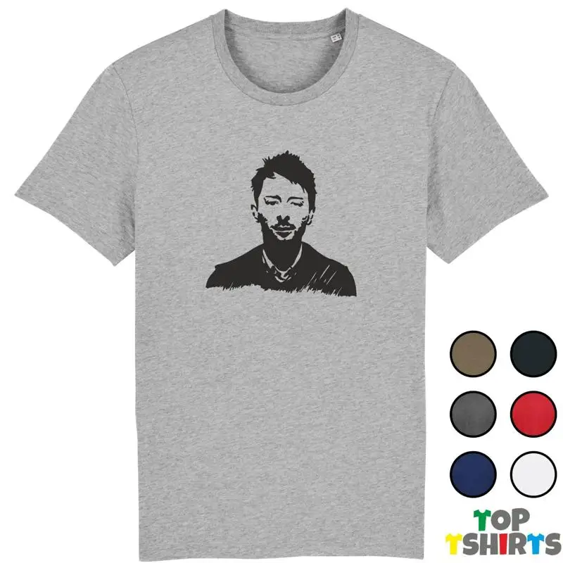 Thom Yorke Portrait Artwork Fan T Shirt Radio Head Music Band Top Multicoloured