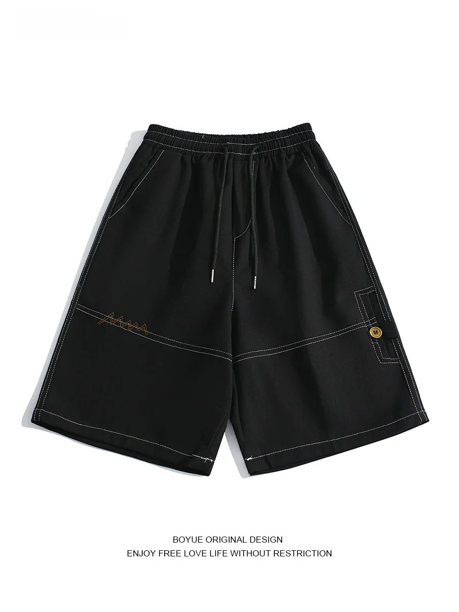 

Мужские повседневные летние брюки Boyue American Sle, свободного кроя, в стиле рабочей одежды, прямые, длиной до колена, для студентов, уличный стиль