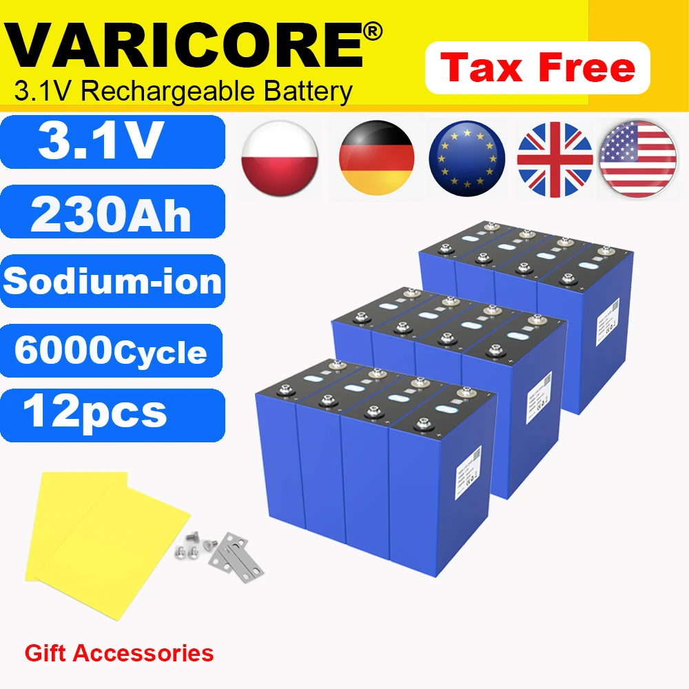 

12x 3.1V 230Ah Sodium-Ion Battery 20c Resistant low,high Temperature DIY 12v Motorcycle Electric Car Travel Golf Cart Duty-free