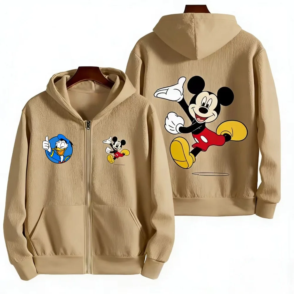 Disney Fugitive Princess Style Mickey Sweatshirt, Spring And Autumn Thin Design, Air Layer, Unisex Zipper Cardigan