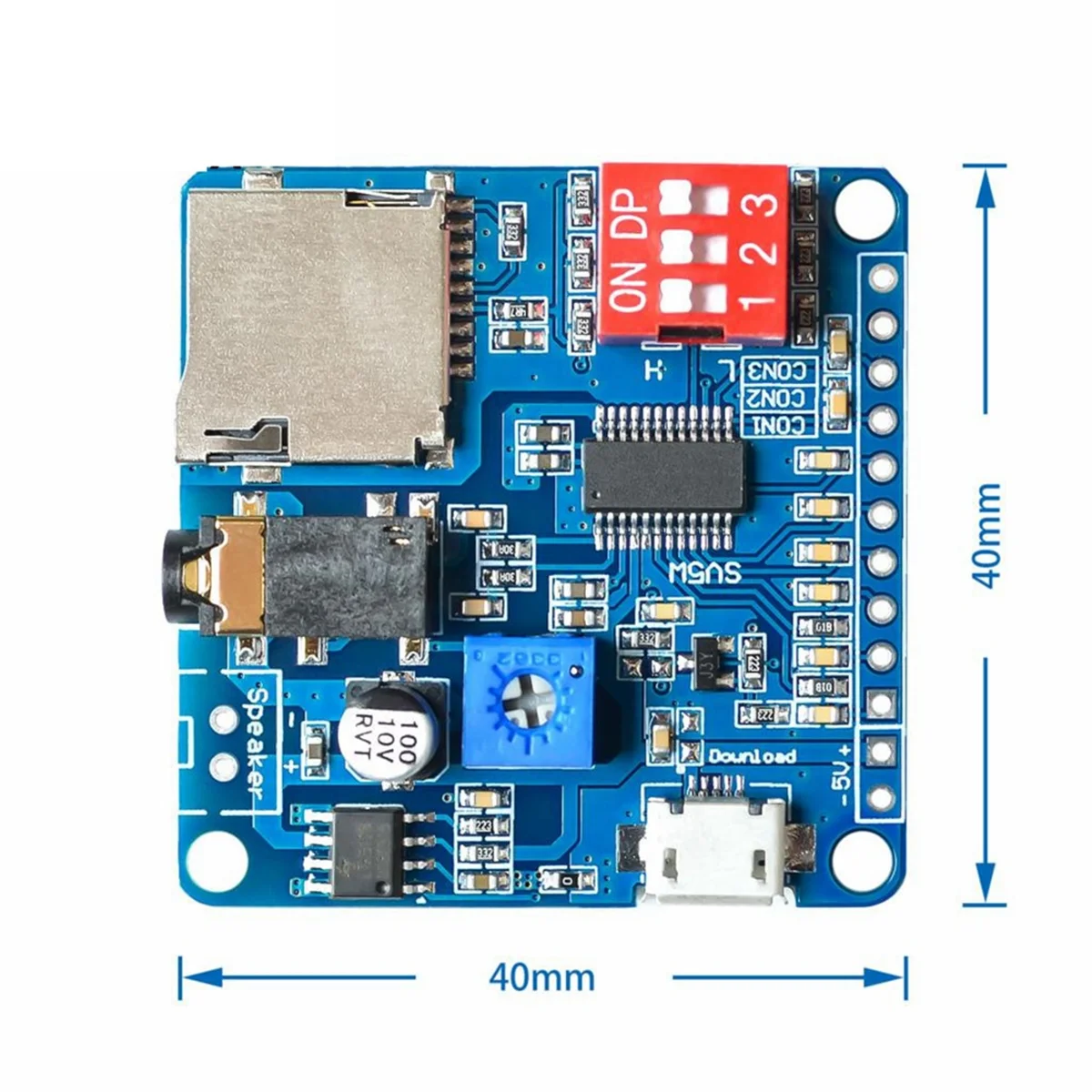 Voice Sound Playback Module MP3 Player Module UART I/O Trigger Class D Amplifier Board 5W DY-SV5W