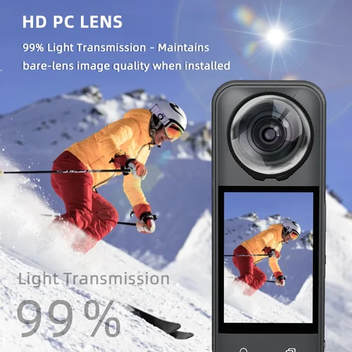 Imagen 2 del producto Flymile X5 tapa protectora de lente Premium para accesorios Insta360 X5 cubierta protectora de lente de PC transparencia de tapa a prueba de arañazos/caída/polvo
