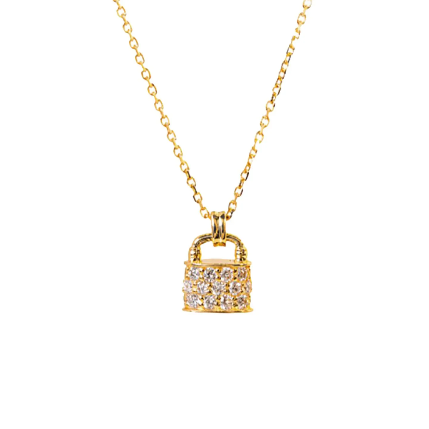 925 Sterling Silver Jewelry 18K Gold Plated Luxury Crystal Lock Pendant Necklaces for Women Wedding Party Jewelry Gift