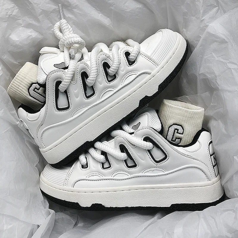 

Men Women Sneakers Fashion Platform Vulcanize Shoes Luxury Leather Casual Shoes Mens Tennis Shoes Couple Sports Running Footwear