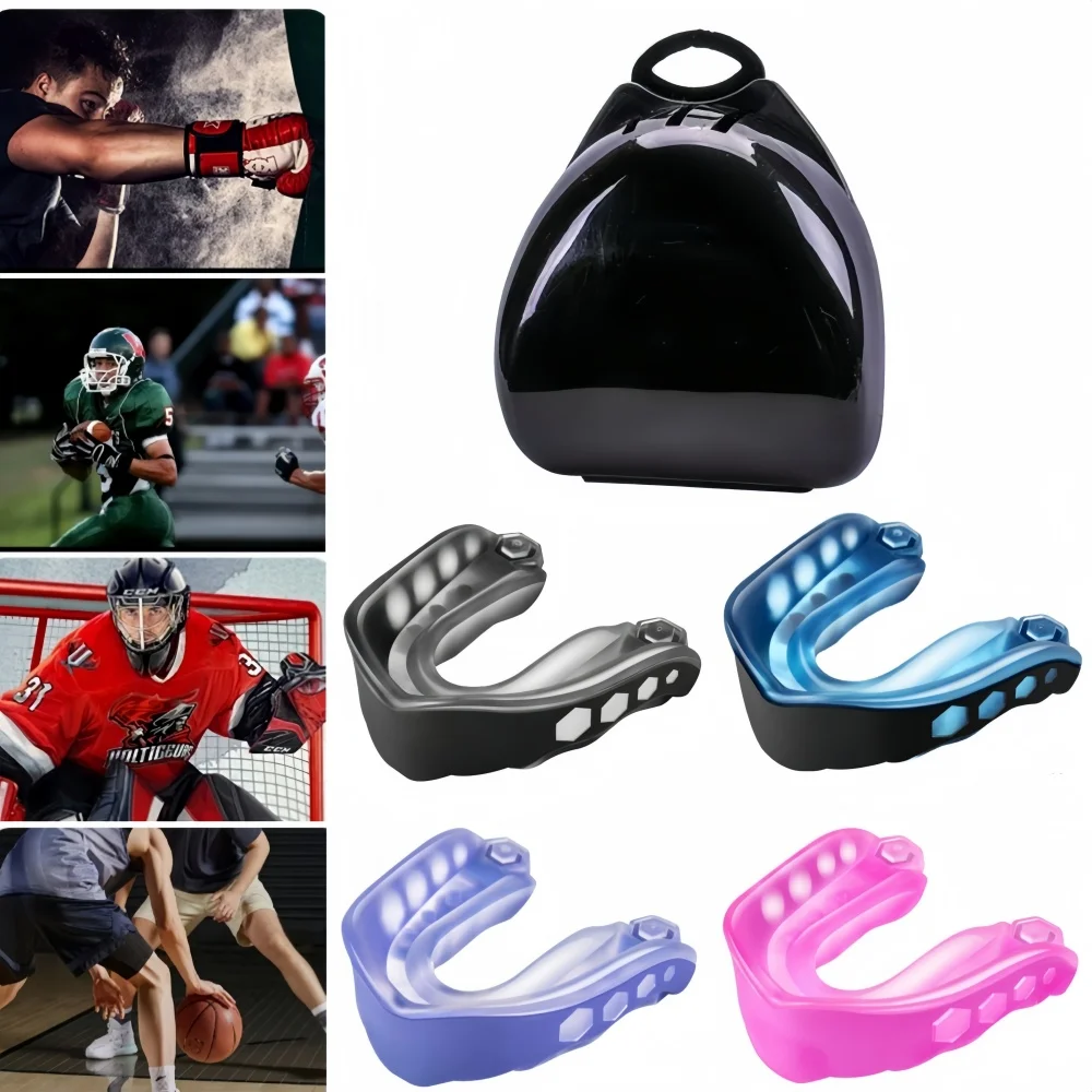 1PC Gel Max Mouth Guard Professional Sport Mouthguard Soft Mouthpiece Protect Braces for Football Boxing MMA All Contact Sport