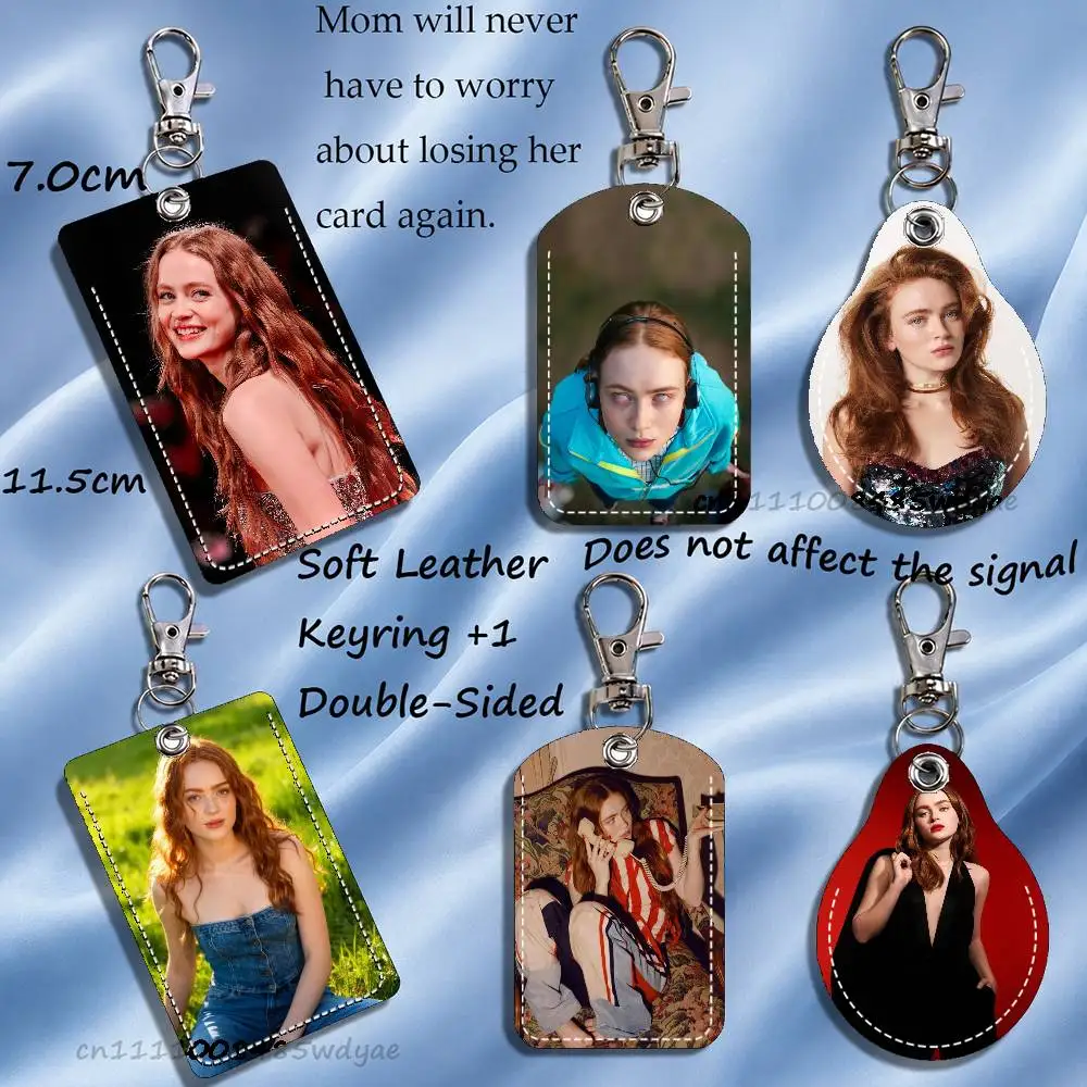 

Max Actress S-Sadie Sink Card Case Leather Card Holder Keychain Key Ring Transportation Card Case