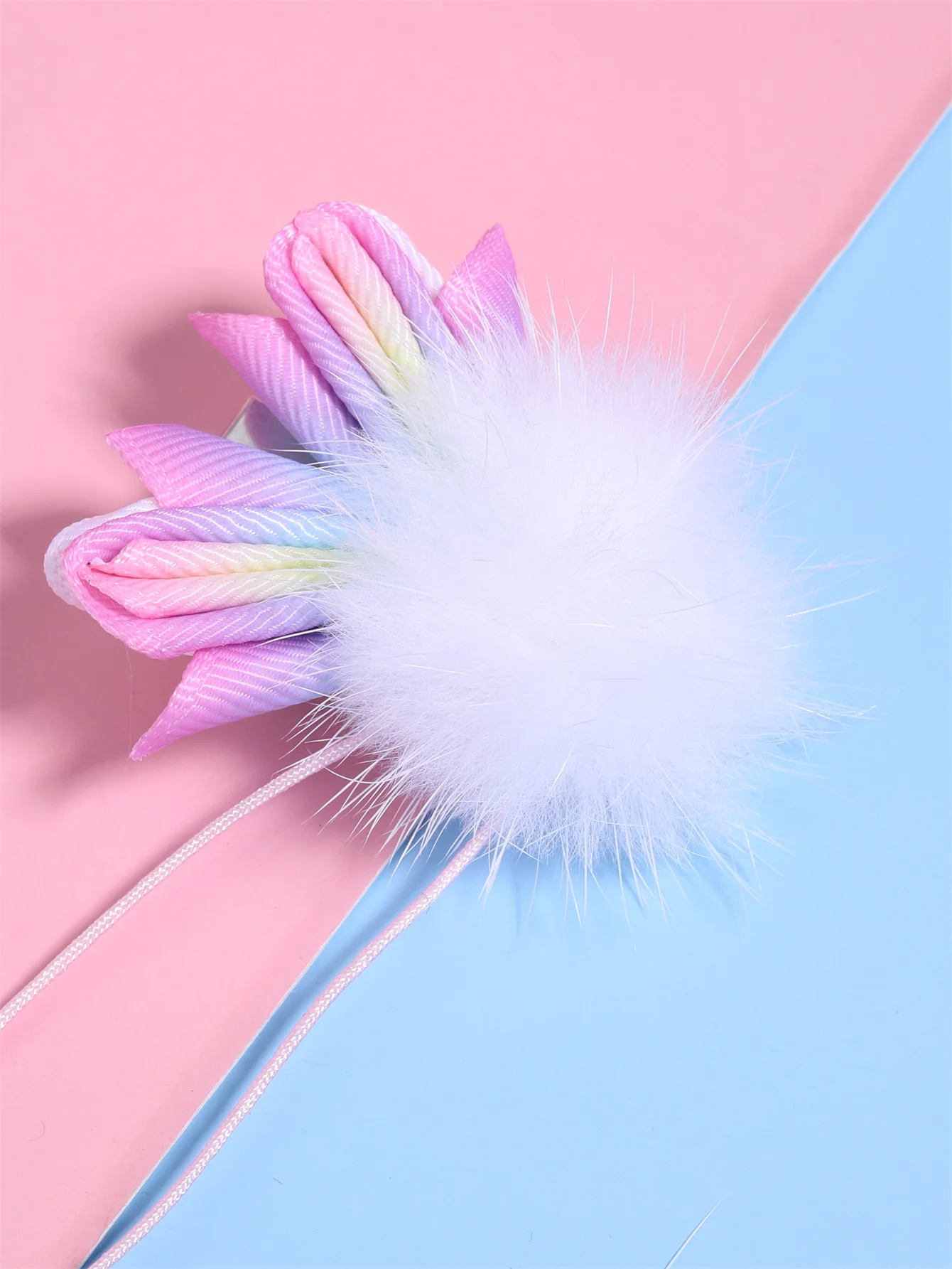 2pcs Gradient Rainbow Hair Clips for Girls Pompom Wings Clips with Tassel Barrettes Cute Hair Accessories for Kids Ideal Gifts