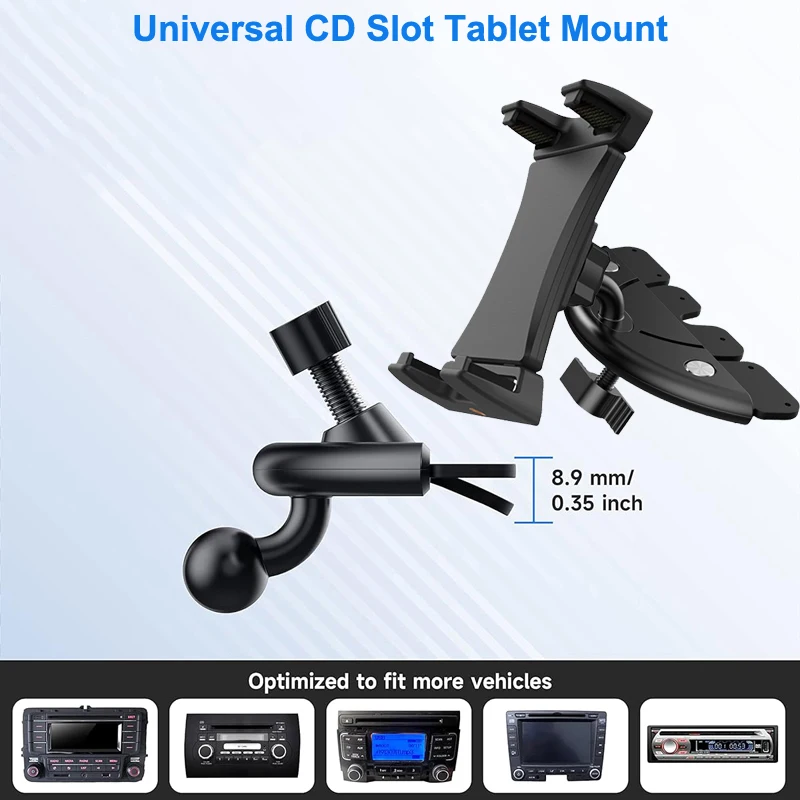 Supporto universale per telefono per auto Slot per CD Supporto per tablet per iPhone 16 Pro Max iPad Pro Samsung Z Fold Tabs tutti i 4,7-12,9"