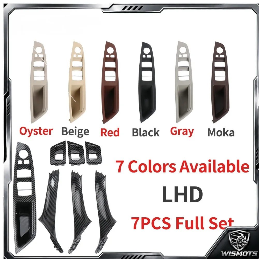 LHD RHD Car Interior Door Handle Pull Cover Trim 1 Set 7PCS For BMW 5 Series F10 F18 523 525 528