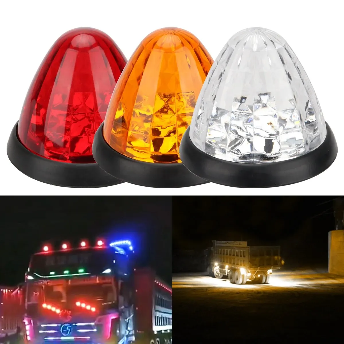 1pcs 12V 24V Car Side Marker Light Conical External Dome Light Clearance Side Marke Signal Tail Turn Indicator Warning Light